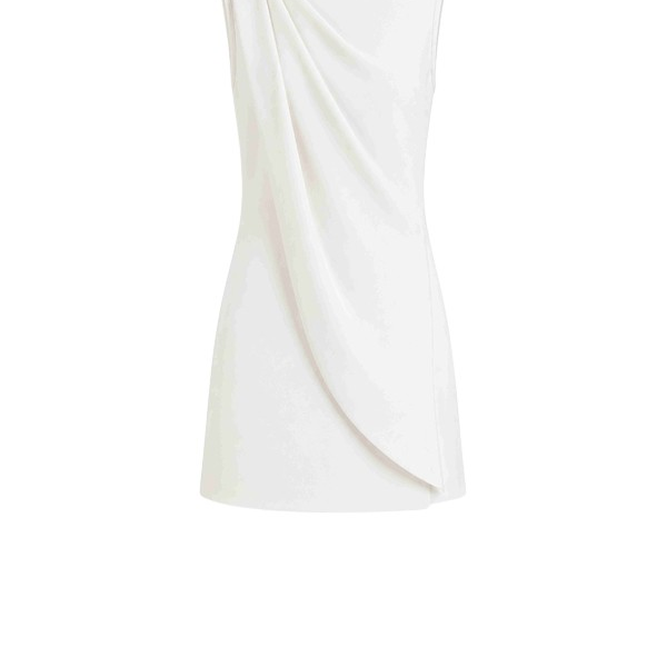 Tony Ward White Crepe Mini Dress with Brooch - Dresses - Lebanese Luxury Evening Wear at Coveti