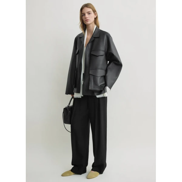 Totême Army leather jacket in Black - Jackets - Scandinavian Minimalist Luxury at Coveti