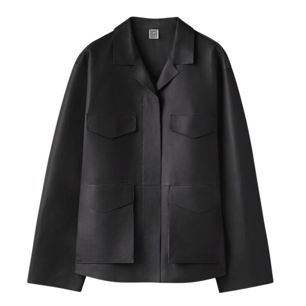Totême Army leather jacket in Black - Jackets - Scandinavian Minimalist Luxury at Coveti