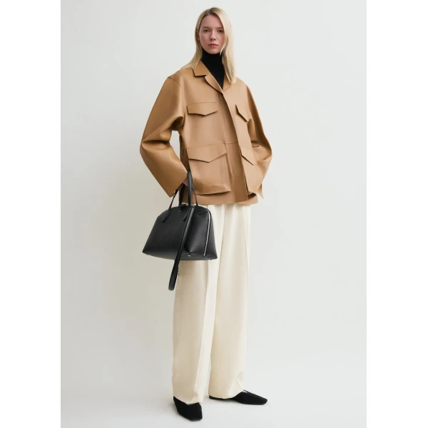 Totême Army leather jacket in Camel - Jackets - Scandinavian Minimalist Luxury at Coveti