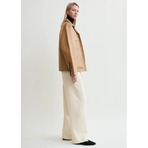 Totême Army leather jacket in Camel - Jackets - Scandinavian Minimalist Luxury at Coveti