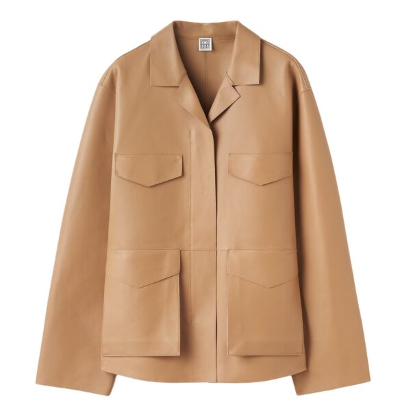 Totême Army leather jacket in Camel - Jackets - Scandinavian Minimalist Luxury at Coveti