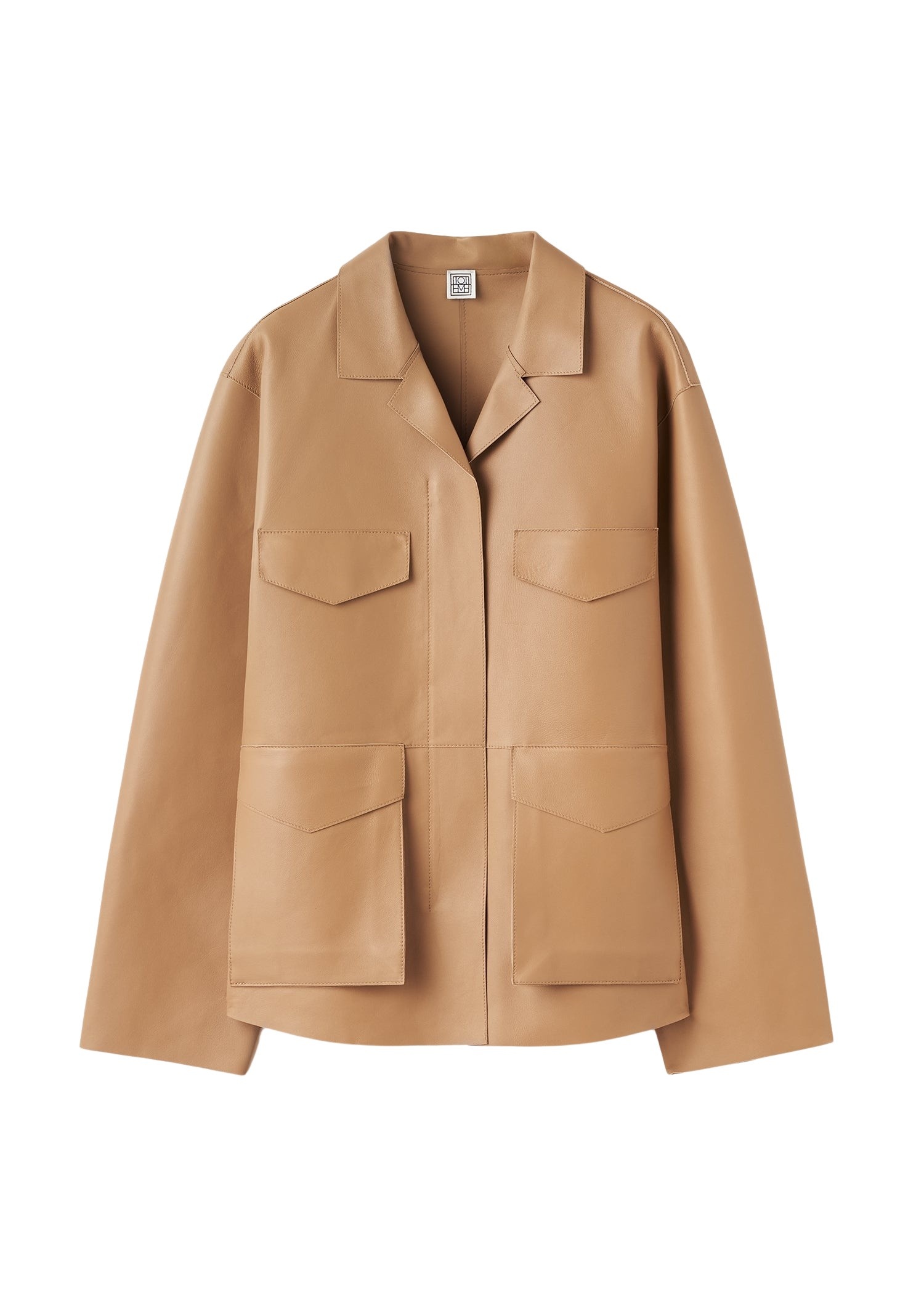 Toteme Army leather jacket in Camel