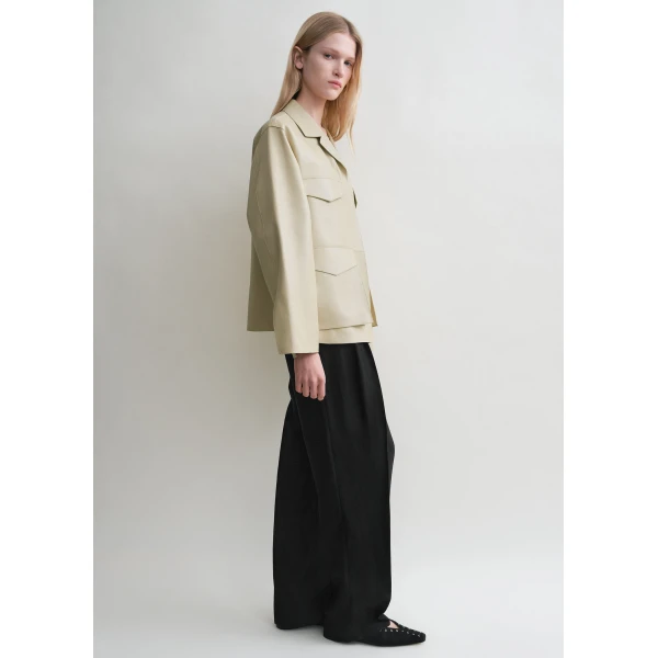 Totême Army leather jacket in Peanut - Jackets - Scandinavian Minimalist Luxury at Coveti