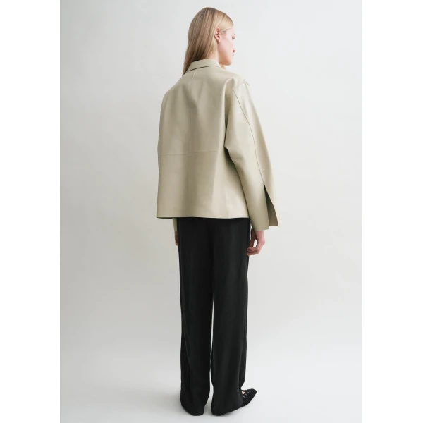Totême Army leather jacket in Peanut - Jackets - Scandinavian Minimalist Luxury at Coveti