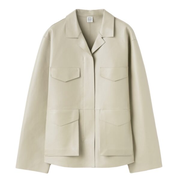 Totême Army leather jacket in Peanut - Jackets - Scandinavian Minimalist Luxury at Coveti