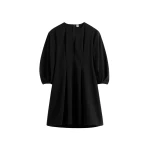 Totême Balloon sleeve cotton dress in Black - Dresses - Scandinavian Minimalist Luxury at Coveti