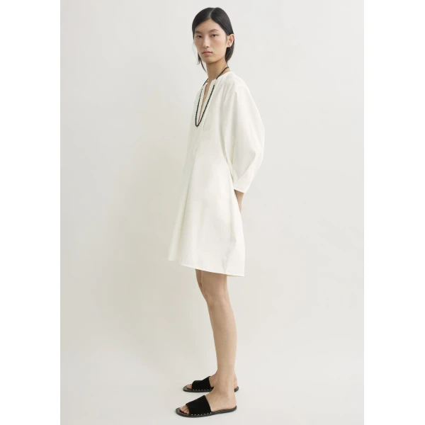 Totême Balloon sleeve cotton dress in White - Dresses - Scandinavian Minimalist Luxury at Coveti