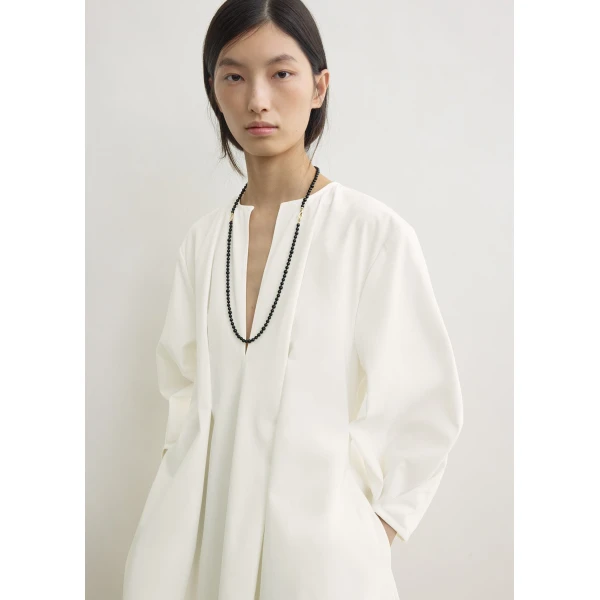 Totême Balloon sleeve cotton dress in White - Dresses - Scandinavian Minimalist Luxury at Coveti