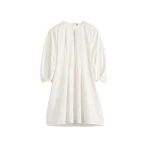 Totême Balloon sleeve cotton dress in White - Dresses - Scandinavian Minimalist Luxury at Coveti