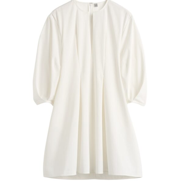 Totême Balloon sleeve cotton dress in White - Dresses - Scandinavian Minimalist Luxury at Coveti