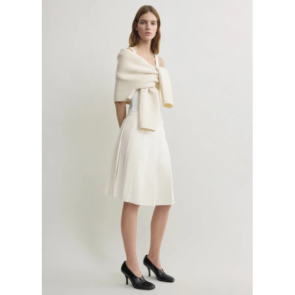 Totême Beaded pleat skirt in White - Skirts - Scandinavian Minimalist Luxury at Coveti