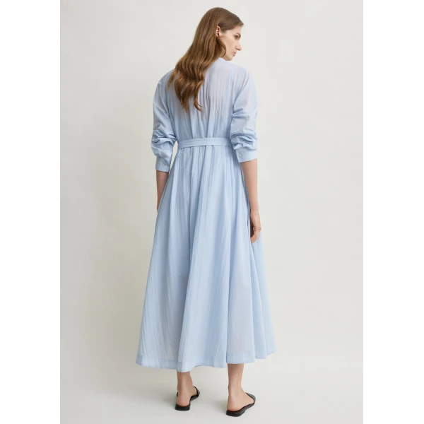 Totême Belted cotton voile dress in Sky - Dresses - Scandinavian Minimalist Luxury at Coveti