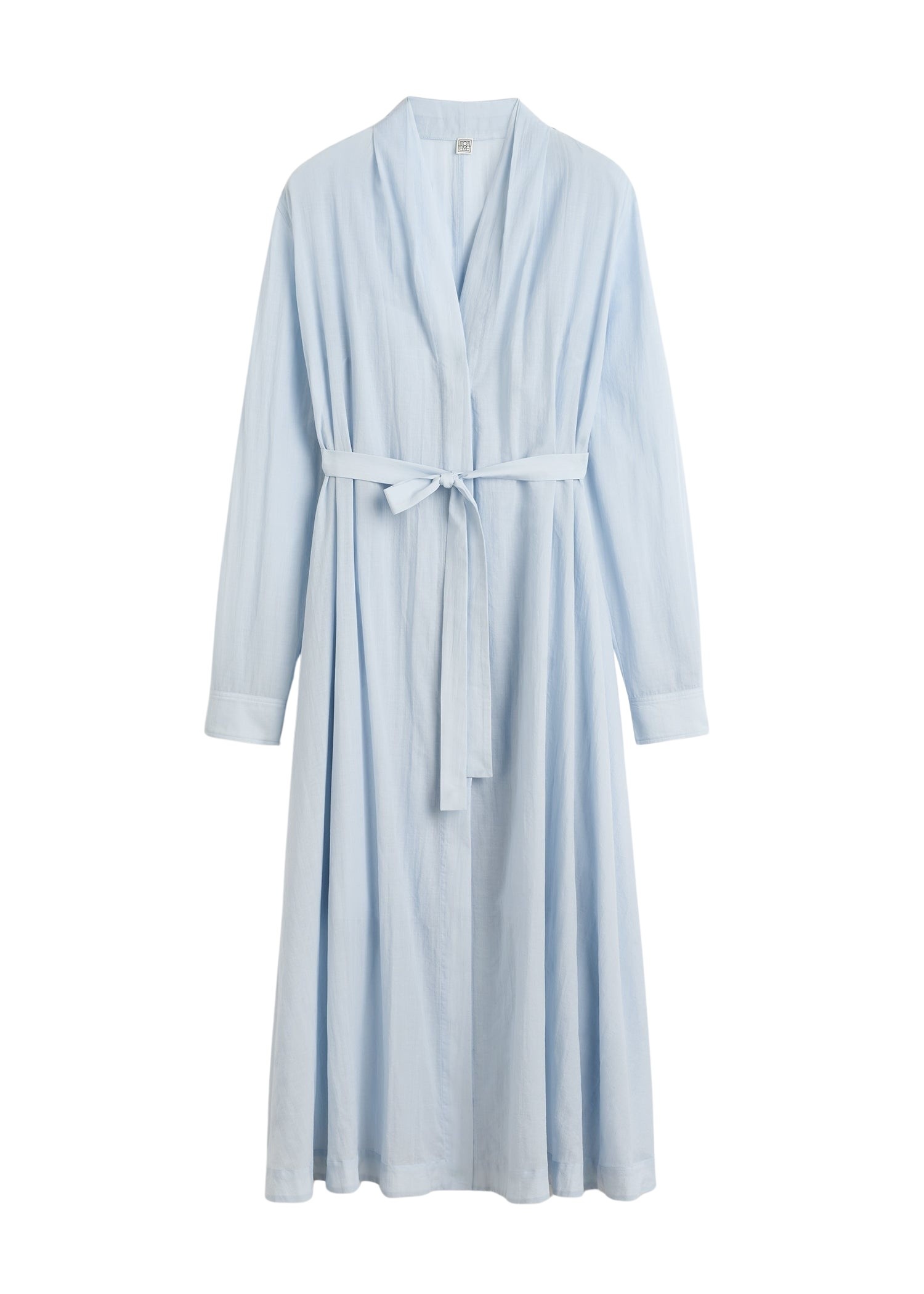 Totême Belted cotton voile dress in Sky - Dresses - Scandinavian Minimalist Luxury at Coveti