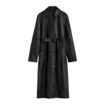 Totême Belted leather coat in Black - Coats - Scandinavian Minimalist Luxury at Coveti