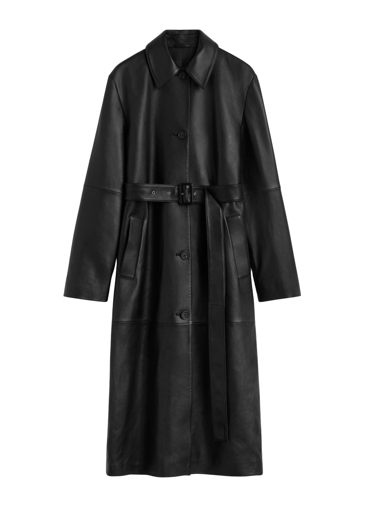 Toteme Belted leather coat in Black