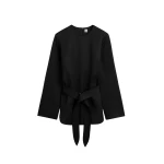 Totême Belted satin tunic in Black - Tops - Scandinavian Minimalist Luxury at Coveti