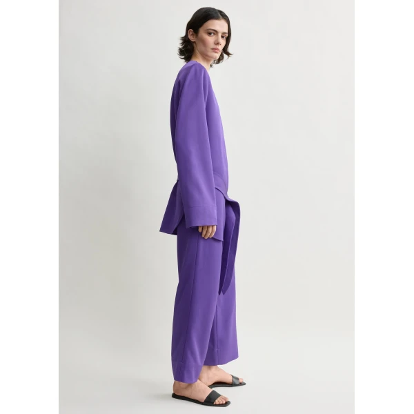 Totême Belted satin tunic in Violet - Tops - Scandinavian Minimalist Luxury at Coveti