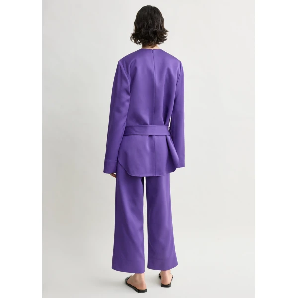 Totême Belted satin tunic in Violet - Tops - Scandinavian Minimalist Luxury at Coveti
