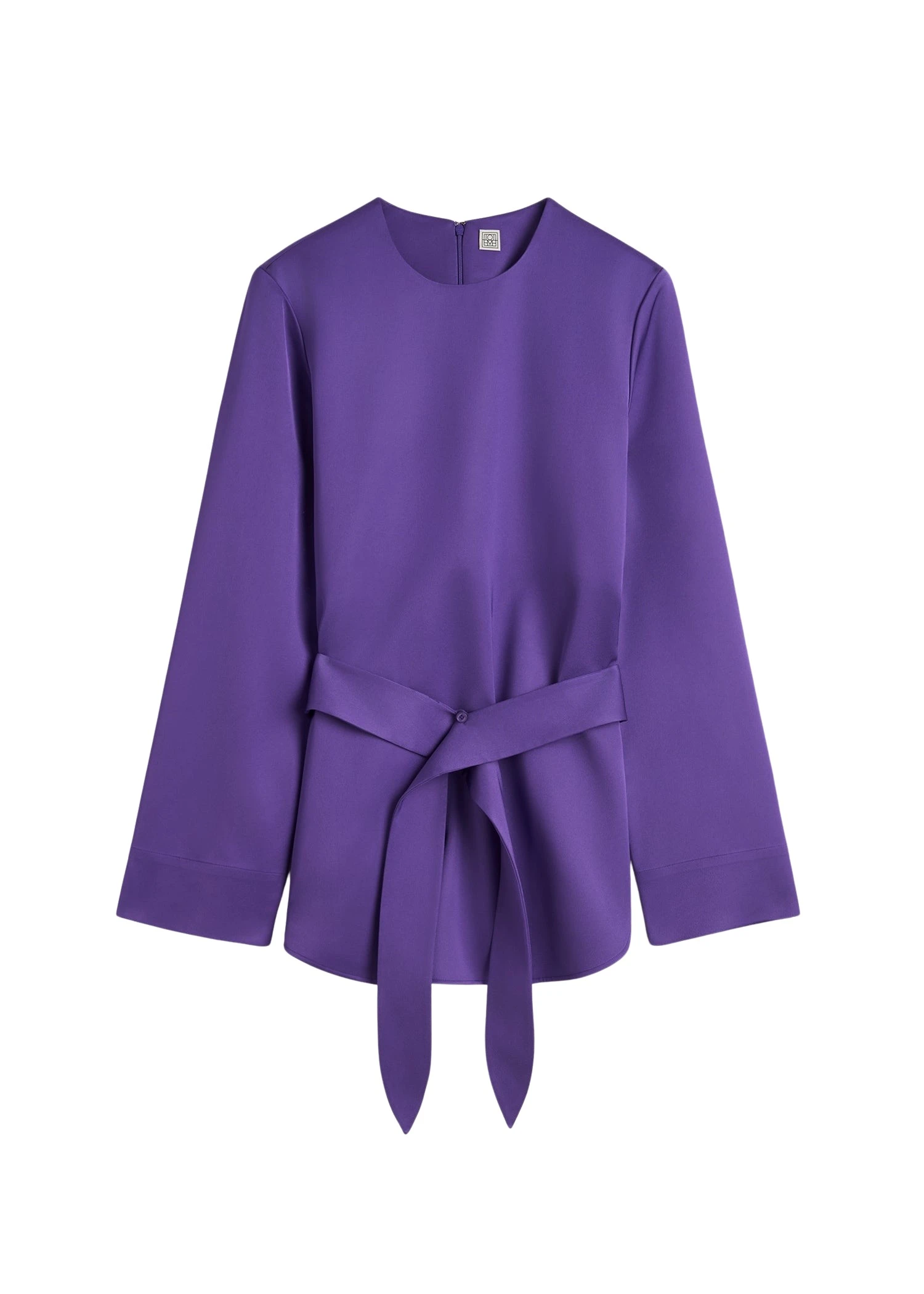 Toteme-Belted-satin-tunic-in-Violet37266_nobg Totême Belted satin tunic in Violet - Tops - Scandinavian Minimalist Luxury at Coveti