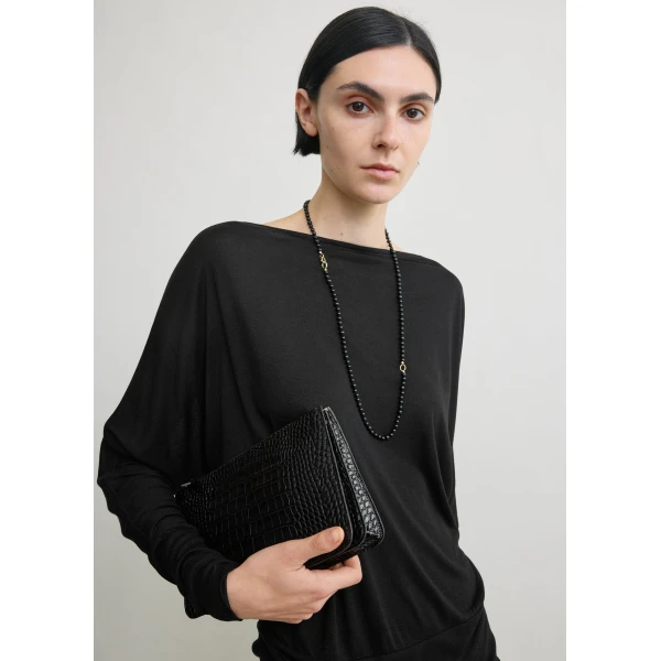 Totême Boatneck jersey top in Black - Tops - Scandinavian Minimalist Luxury at Coveti