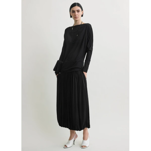 Totême Boatneck jersey top in Black - Tops - Scandinavian Minimalist Luxury at Coveti