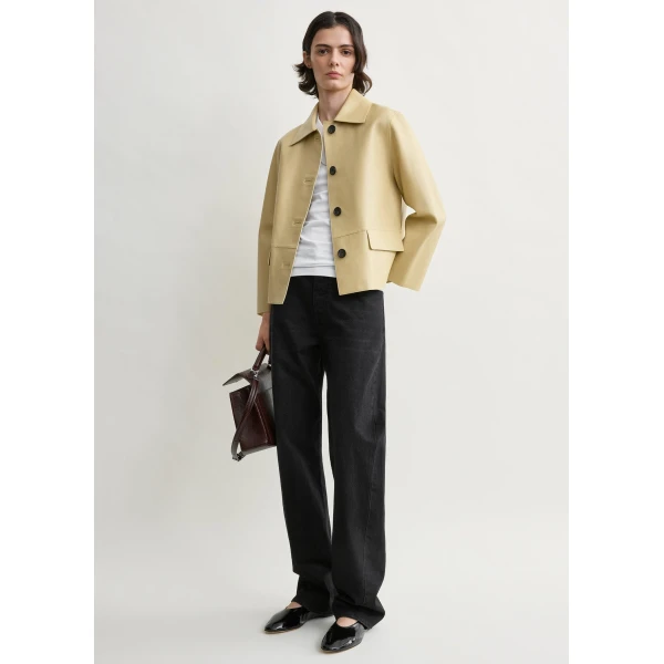 Totême Bonded leather jacket in Chai - Jackets - Scandinavian Minimalist Luxury at Coveti