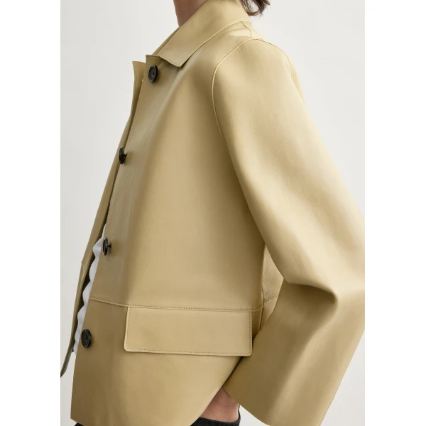 Totême Bonded leather jacket in Chai - Jackets - Scandinavian Minimalist Luxury at Coveti