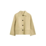 Totême Bonded leather jacket in Chai - Jackets - Scandinavian Minimalist Luxury at Coveti