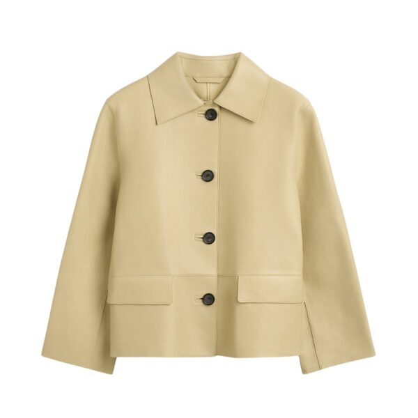 Totême Bonded leather jacket in Chai - Jackets - Scandinavian Minimalist Luxury at Coveti