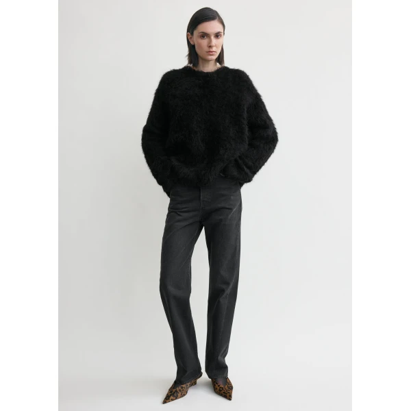 Totême Boxy alpaca knit in Black - Knitwear - Scandinavian Minimalist Luxury at Coveti