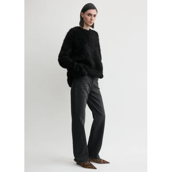Totême Boxy alpaca knit in Black - Knitwear - Scandinavian Minimalist Luxury at Coveti