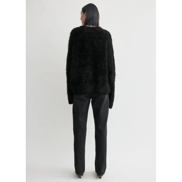 Totême Boxy alpaca knit in Black - Knitwear - Scandinavian Minimalist Luxury at Coveti