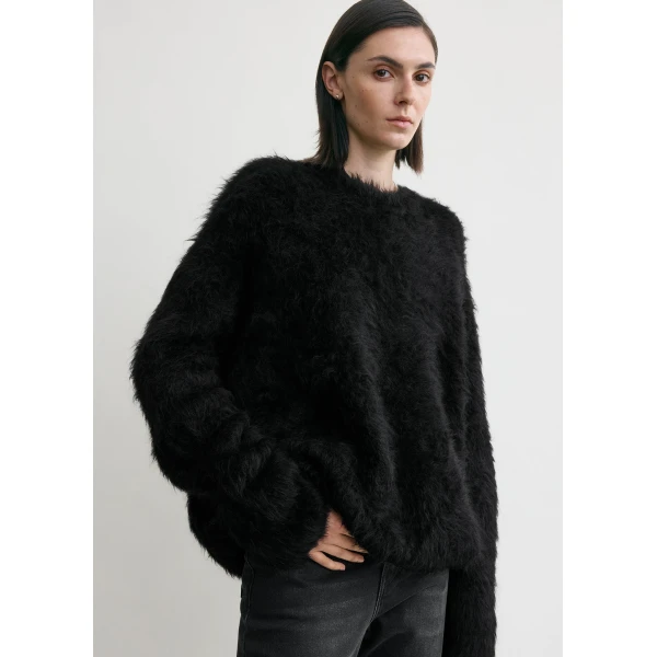 Totême Boxy alpaca knit in Black - Knitwear - Scandinavian Minimalist Luxury at Coveti