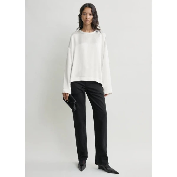 Totême Boxy satin top in White - Tops - Scandinavian Minimalist Luxury at Coveti