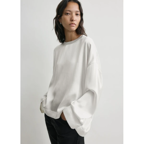 Totême Boxy satin top in White - Tops - Scandinavian Minimalist Luxury at Coveti