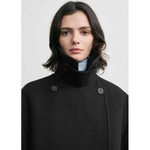 Totême Broad peacoat in Black - Jackets - Scandinavian Minimalist Luxury at Coveti