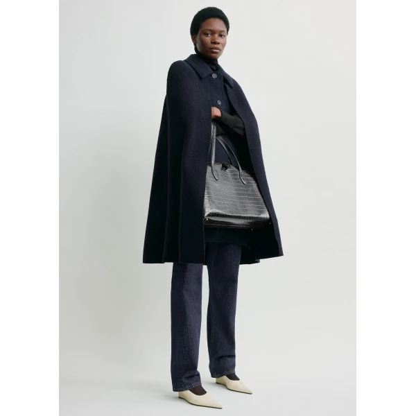 Totême Cape coat in Navy - Jackets - Scandinavian Minimalist Luxury at Coveti