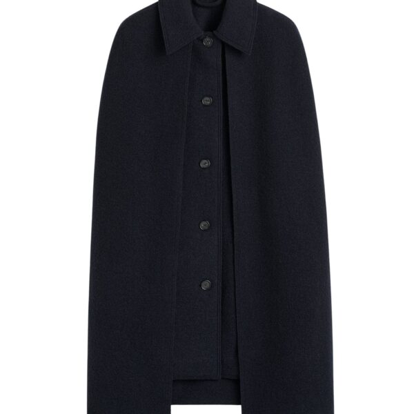 Totême Cape coat in Navy - Jackets - Scandinavian Minimalist Luxury at Coveti