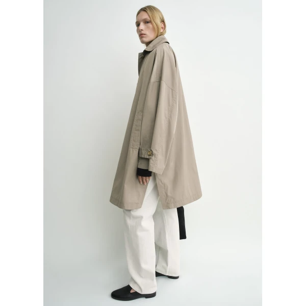 Totême Car coat in Taupe - Jackets - Scandinavian Minimalist Luxury at Coveti
