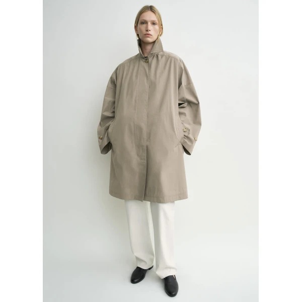 Totême Car coat in Taupe - Jackets - Scandinavian Minimalist Luxury at Coveti