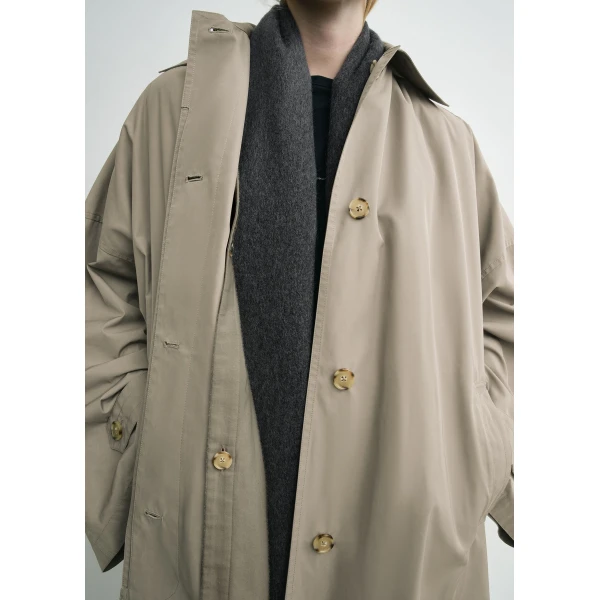 Totême Car coat in Taupe - Jackets - Scandinavian Minimalist Luxury at Coveti