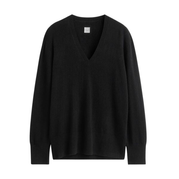 Totême Cashmere v-neck knit in Black - Knitwear - Scandinavian Minimalist Luxury at Coveti