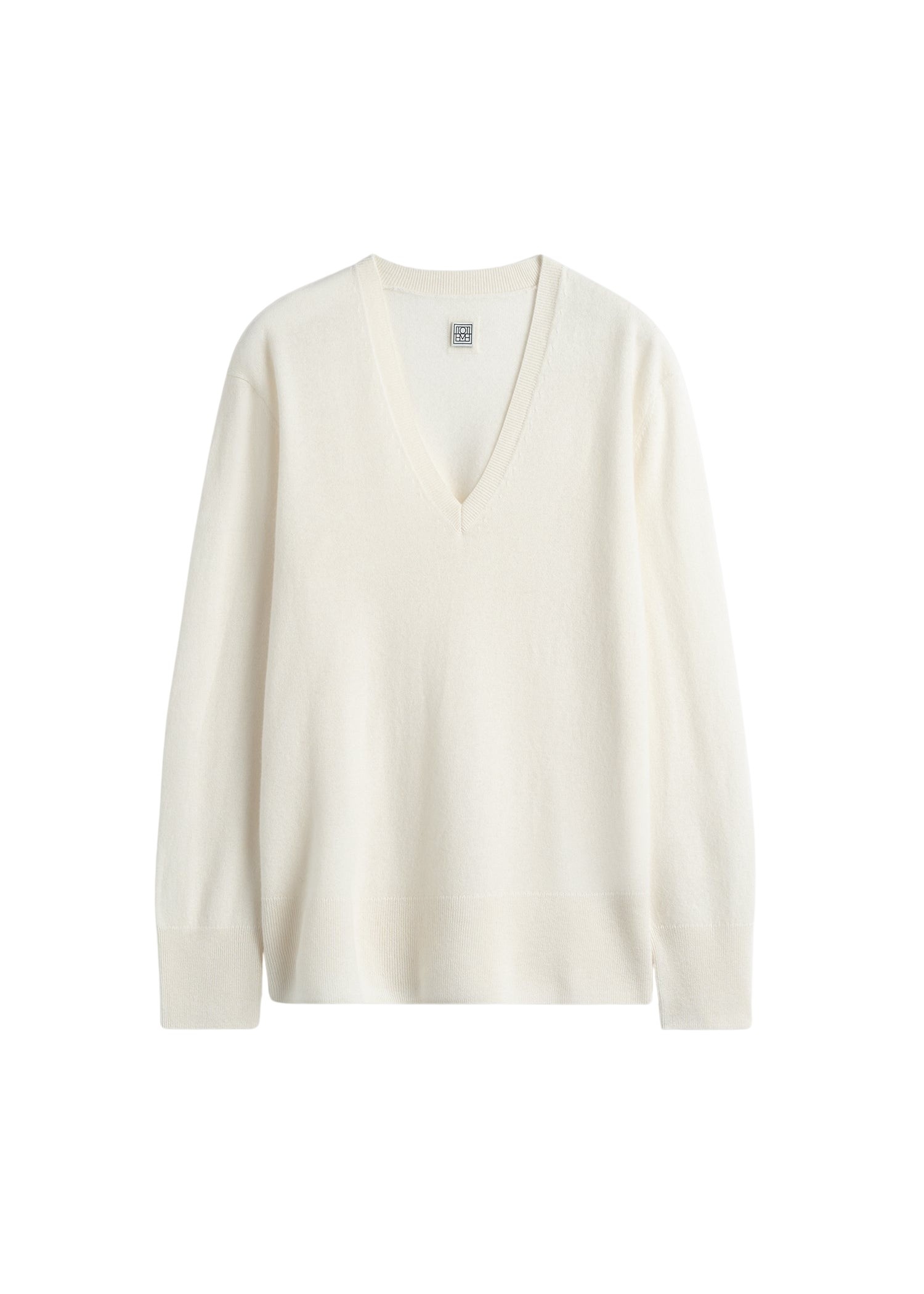 Totême Cashmere v-neck knit in Ecru - Knitwear - Scandinavian Minimalist Luxury at Coveti