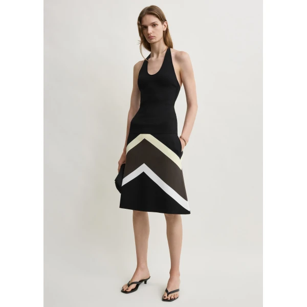 Totême Chevron stripe skirt in Black / Green - Skirts - Scandinavian Minimalist Luxury at Coveti