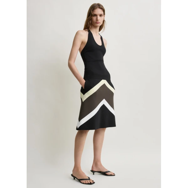 Totême Chevron stripe skirt in Black / Green - Skirts - Scandinavian Minimalist Luxury at Coveti