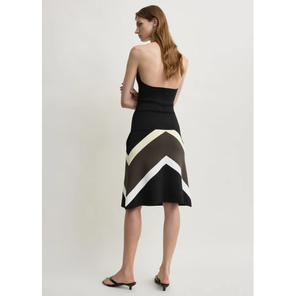 Totême Chevron stripe skirt in Black / Green - Skirts - Scandinavian Minimalist Luxury at Coveti