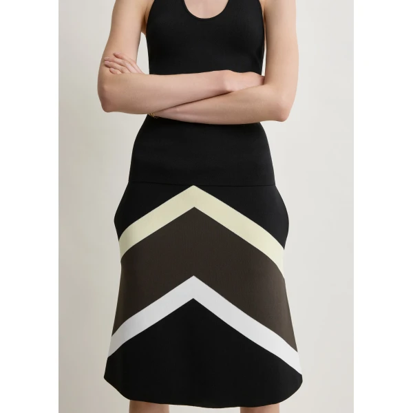 Totême Chevron stripe skirt in Black / Green - Skirts - Scandinavian Minimalist Luxury at Coveti