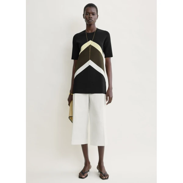 Totême Chevron stripe tee in Black / Green - Knitwear - Scandinavian Minimalist Luxury at Coveti