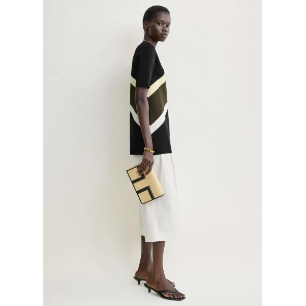 Totême Chevron stripe tee in Black / Green - Knitwear - Scandinavian Minimalist Luxury at Coveti
